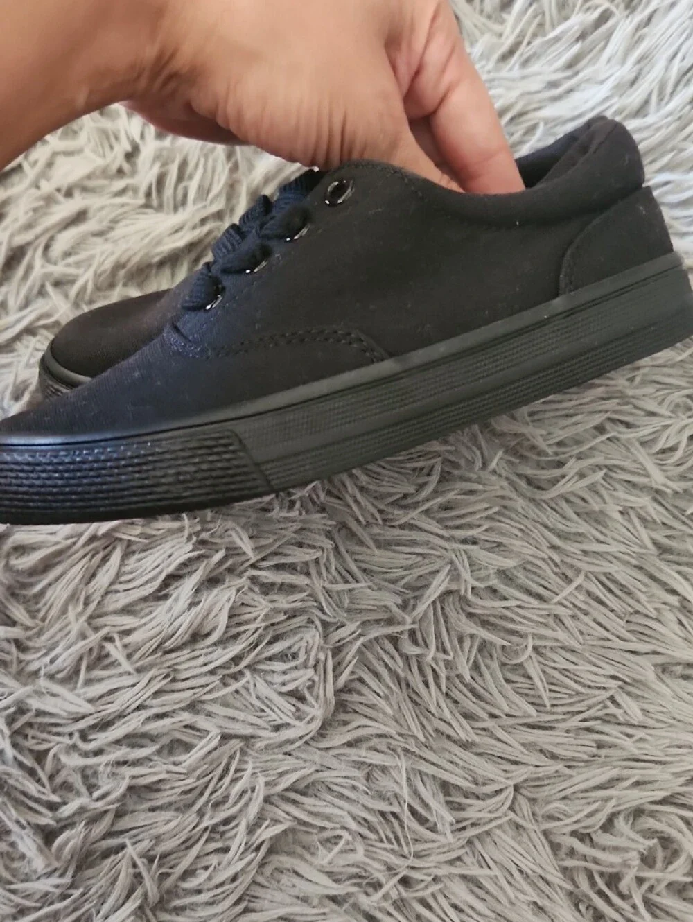 Black Canvas Lace-Up Sneakers Size 12